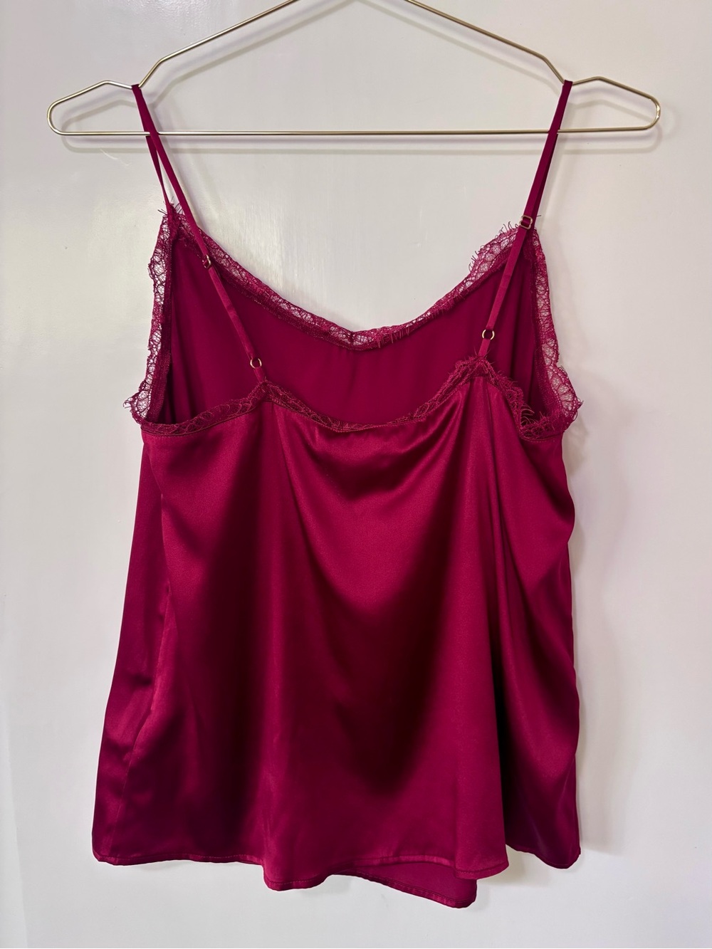 MOS MOSH| NEW Ruby Red Silk Eyelash Lace Trim Cami Blouse Sz S NWT - Picture 6 of 8